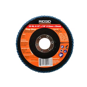 4-1/2 in. x 7/8 in. Flap Discs 40 Grit Type 29 Blue Zirconia ZA40 for use on Right Angle Grinders