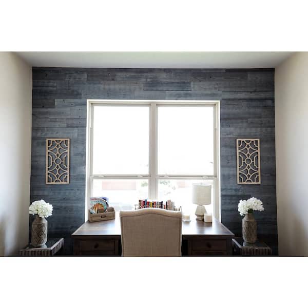 Timberchic 1/8 in. L x 3 in. W x 12-42 in. HPeel and Stick Blue Gray Wooden Decorative Wall Paneling (10 sq. ft./Box)