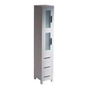 Torino 12 in. W x 68-13/100 in. H x 15 in. D Bathroom Linen Storage Tower Cabinet in White