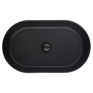24 in. L x 14.6 in. W Black Acrylic Oval Vessel Bathroom Sink without Faucet
