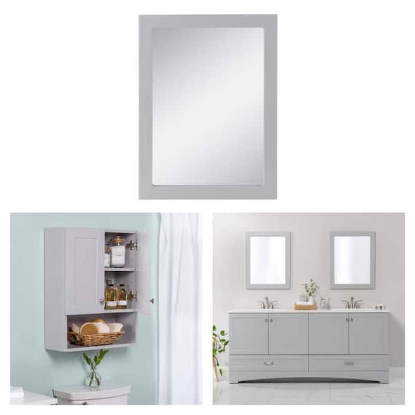 20 in. x 27 in. Mirror, 21 in. x 8 in. x 26 in. Cabinet and 73 in. Double Sink Vanity Combo