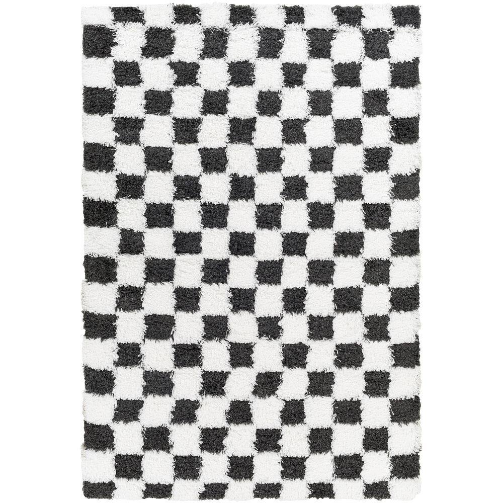 Covey Checkered Shag Area Rug  Checkerboard Plaid Carpet