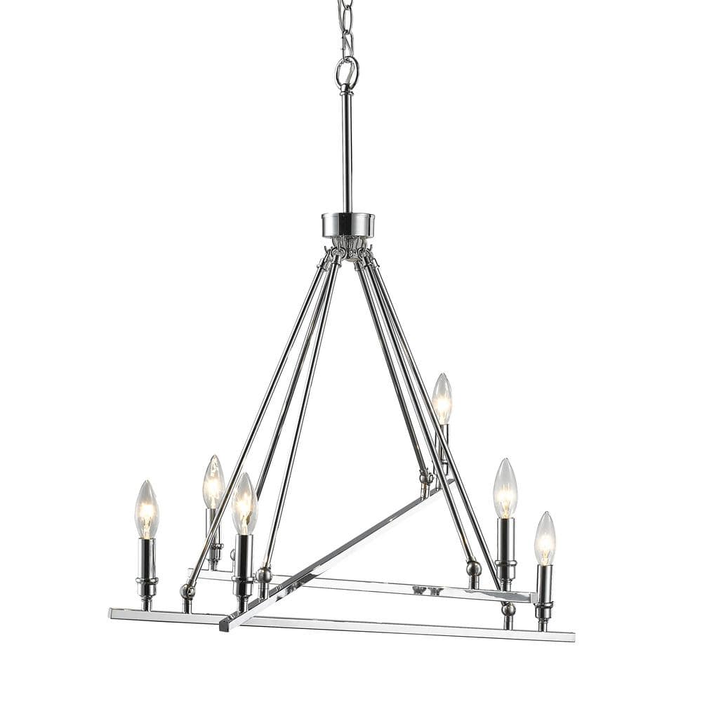 Garvin 27'' Chrome 6-Light Steel Chandelier