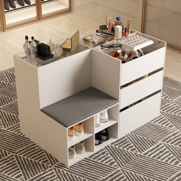 FUFU&GAGA White 9-Drawers 47.2 in. Width Bedroom Dresser FUFU&GAGA White 9-Drawers 47.2 in. Width Bedroom Dresser