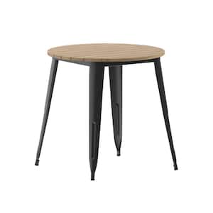 Contemporary Black Plastic 30 in. 4-Leg Dining Table with Steel Frame (Seats 4)