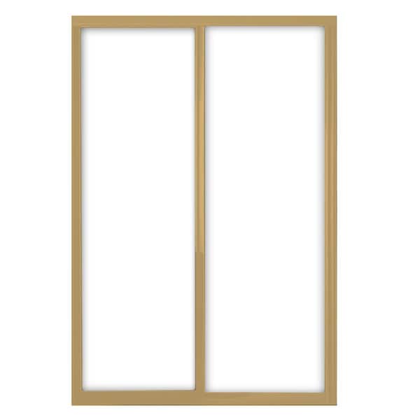 Contractors Wardrobe 72 in. x 81 in. Silhouette 1-Lite Satin Gold Aluminum Frame Mystique Glass Interior Sliding Closet Door