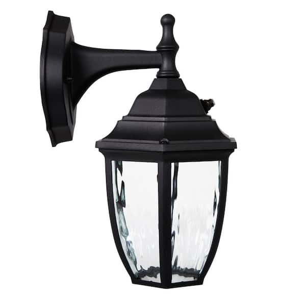 Maxxima 1-Light Black LED Outdoor Wall Lantern Sconce with Dusk to