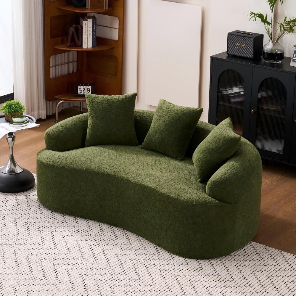 66.14 in. Round Arm 1-Piece Chenille Upholstered Modular Sectional Sofa 2-Seater