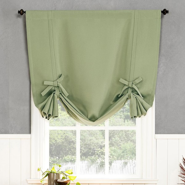 Sun Zero Gavin Energy Saving Sage Green Polyester 40 in. W x 63 in. L Rod Pocket Balloon Shade Blackout Curtain (Single Panel)