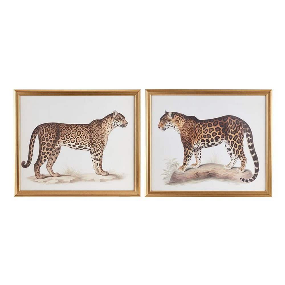 Set of 2 Framed Cheetah Art Drawing Art Print Wall Decor 25.25 in. x 31.25 