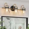 Uolfin Modern Black and Gold Bathroom Vanity Light, 23.6 in. 3-Light ...