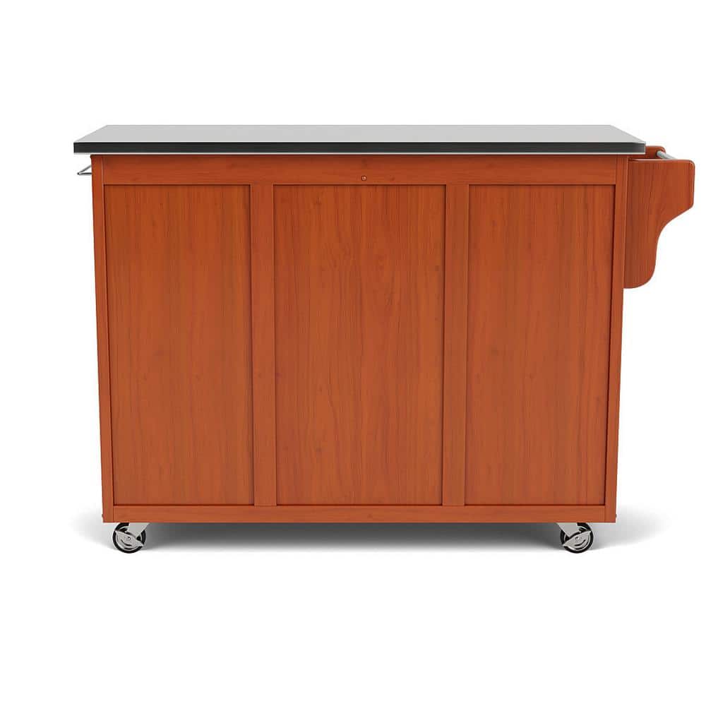 Stainless Steel Top Oak Kitchen Cart with Spice Rack