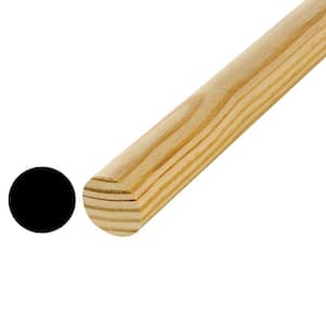 1 in. D x 1 in. W x 48 in. L Hardwood Round Dowel Moulding Pack (6-Pack)