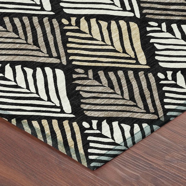 Chantille Machine Washable Indoor/Outdoor Abstract ACN2818 Black 2 ft. x 3 ft. Accent Rug