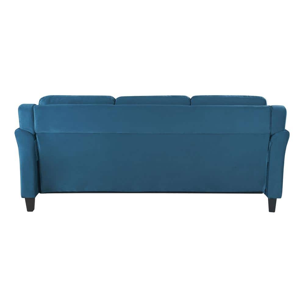 Harper Blue Tufted Microfiber Sofa with Flared Arms