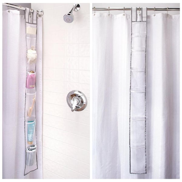 Hanging Shower Organizer shower caddy that stays up in the dorm shower for  holding shower supplies and uses curtain hooks