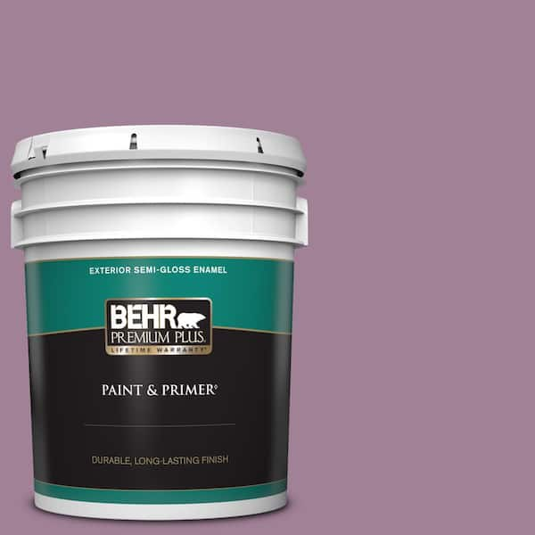 BEHR PREMIUM PLUS 5 gal. #PMD-82 Violet Bouquet Semi-Gloss Enamel Exterior Paint & Primer