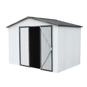 8 ft. W x 6 ft. D Galvanized Steel Shed with Lockable Double Doors, Tool Storage Garden Shed