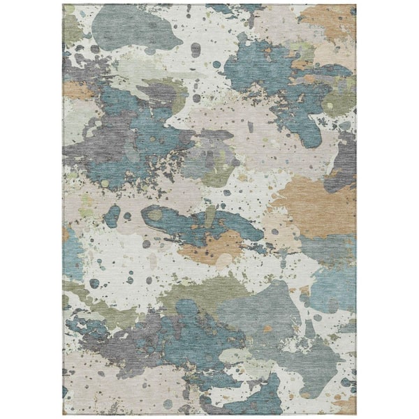 Chantille Machine Washable Indoor/Outdoor Abstract ACN2217 Seafoam 9 ft. x 12 ft. Area Rug