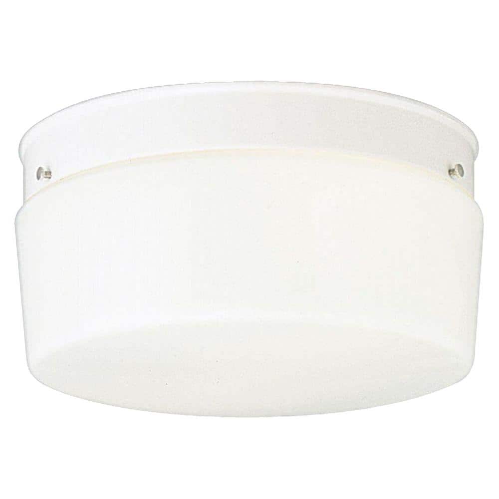 White Glass Drum Flush Mount Ceiling Light Fixture