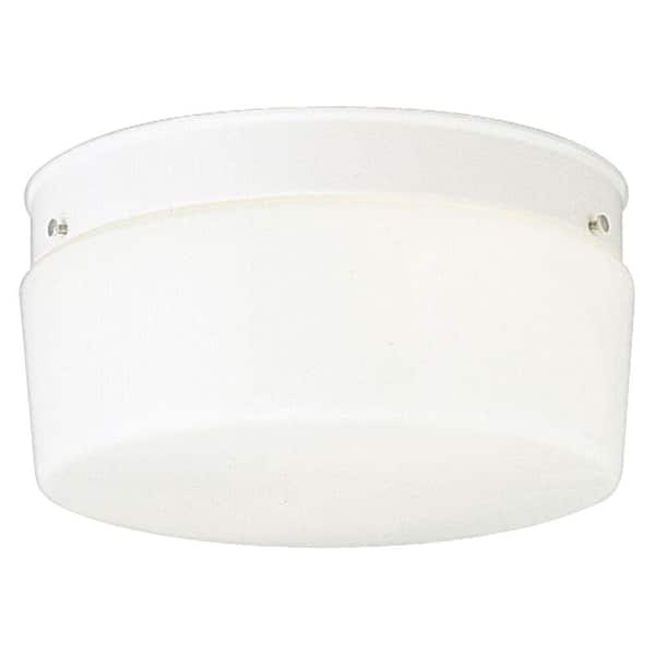 Progress Lighting 2-Light White Flush Mount with White Glass