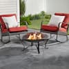Hampton Bay Sadler 29.33 in. D 19.21 in. H Round Steel Wood Fire Pit in Bronze with Spark Screen and Poker OFW284R-HD