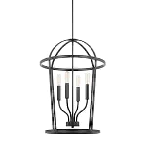Greyson 16 in. W x 22.5 in. H 4-Light Foyer Pendant in Matte Black