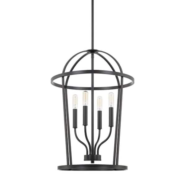 Greyson 16 in. W x 22.5 in. H 4-Light Foyer Pendant in Matte Black