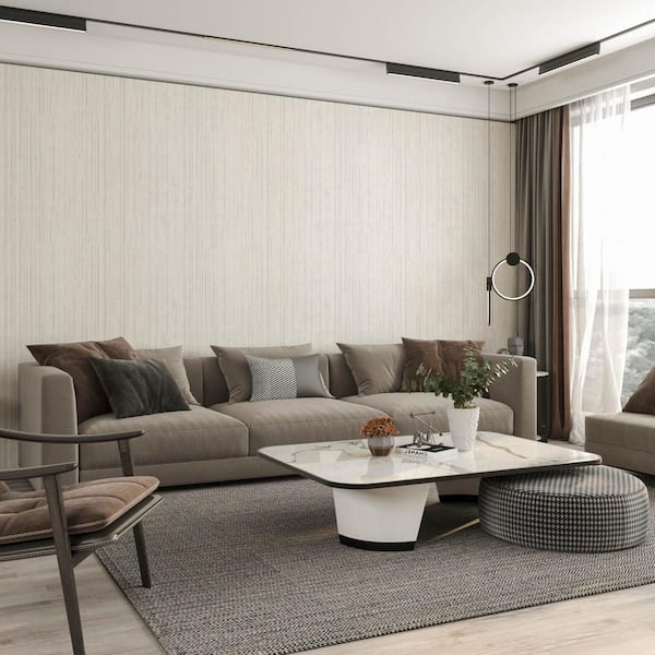 Beige and Gray PVC Peel and Stick Removable Wallpaper-Self Adhesive Paper (Set of 2)