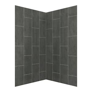 Jetcoat 42 in. x 78 in. 2-Piece Easy-Up Adhesive Neo-Angle Shower Surround in Slate