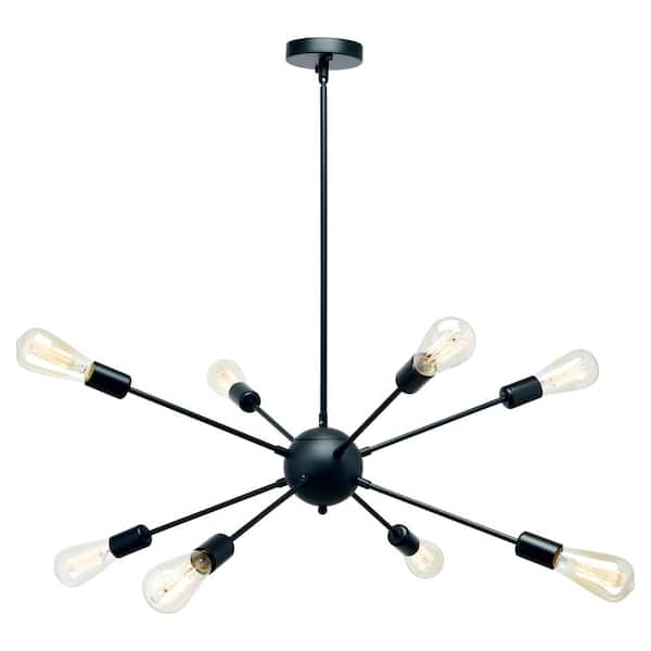 YANSUN 8-Light Black Sputnik Chandeliers, Modern Ceiling Light Fixture, Farmhouse Chandelier, Kitchen Light Fixtures Pendant
