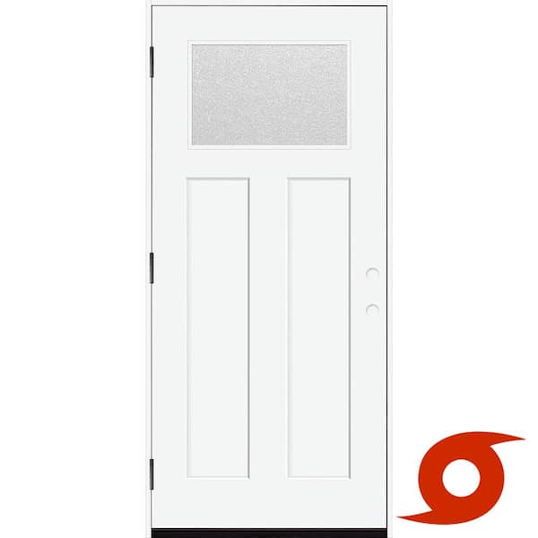 Palisade 36 in. x 80 in. 1/4 TopL MicroGranite Impact Glass RHOS Primed Fiberglass Prehung Front Door with 4-9/16 Frame