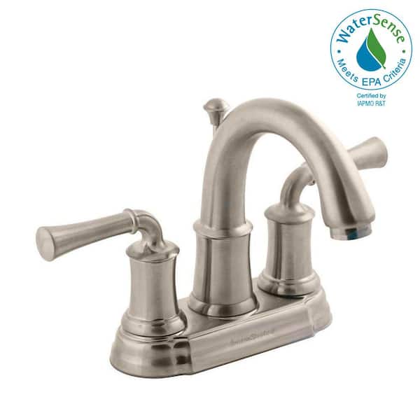 American Standard Portsmouth 4 in. Centerset 2-Handle High-Arc Bathroom Faucet with Speed Connect Drain in Brushed Nickel