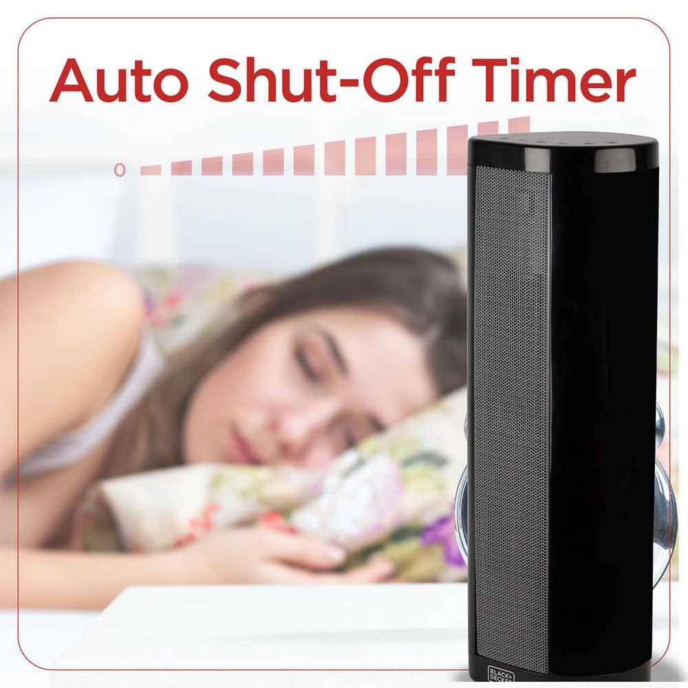 Black Ceramic Electric Tower Heater with Adjustable Thermostat