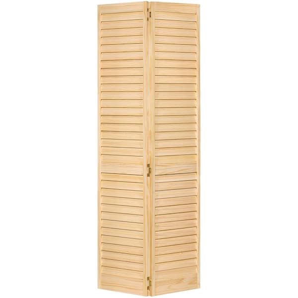 Kimberly Bay 24 in. x 80 in. 24 in. Plantation Louvered Solid Core Unfinished Wood Interior Closet Bi-Fold Door