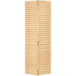 28 in. x 80 in. Plantation Louvered Unfinished Solid Core Painted Wood Interior Closet Bi-Fold Door