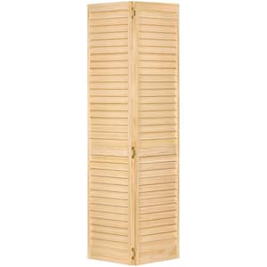 32 in. x 80 in. Plantation Full Louver Solid Core Unfinished Wood Interior Closet Bi-Fold Door