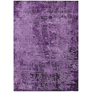 Purple 9 ft. x 12 ft. Woven Abstract Rectangle Indoor/Outdoor Area Rug