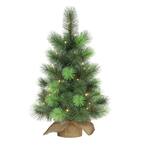 Pre-Lit 2 ft. Table Top Artificial Christmas Tree with 35-Lights in Tan Sac, Green