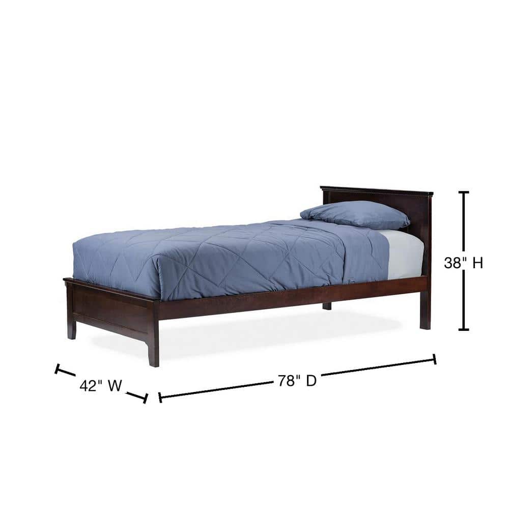 Schiuma Classic Carved Cappuccino Twin Bed with Rubberwood Frame