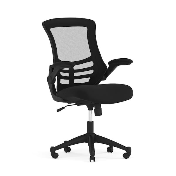 Carnegy Avenue Kelista Mid Back Mesh Swivel Ergonomic Task Office Chair in Black with Flip up Arms CGA BL 20411 BL HD The Home Depot