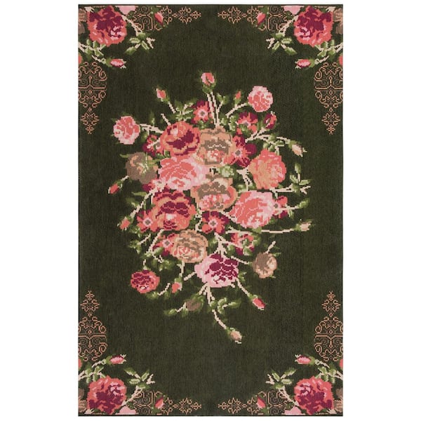 SAFAVIEH Classic Vintage Black/Red 8 ft. x 10 ft. Floral Area Rug