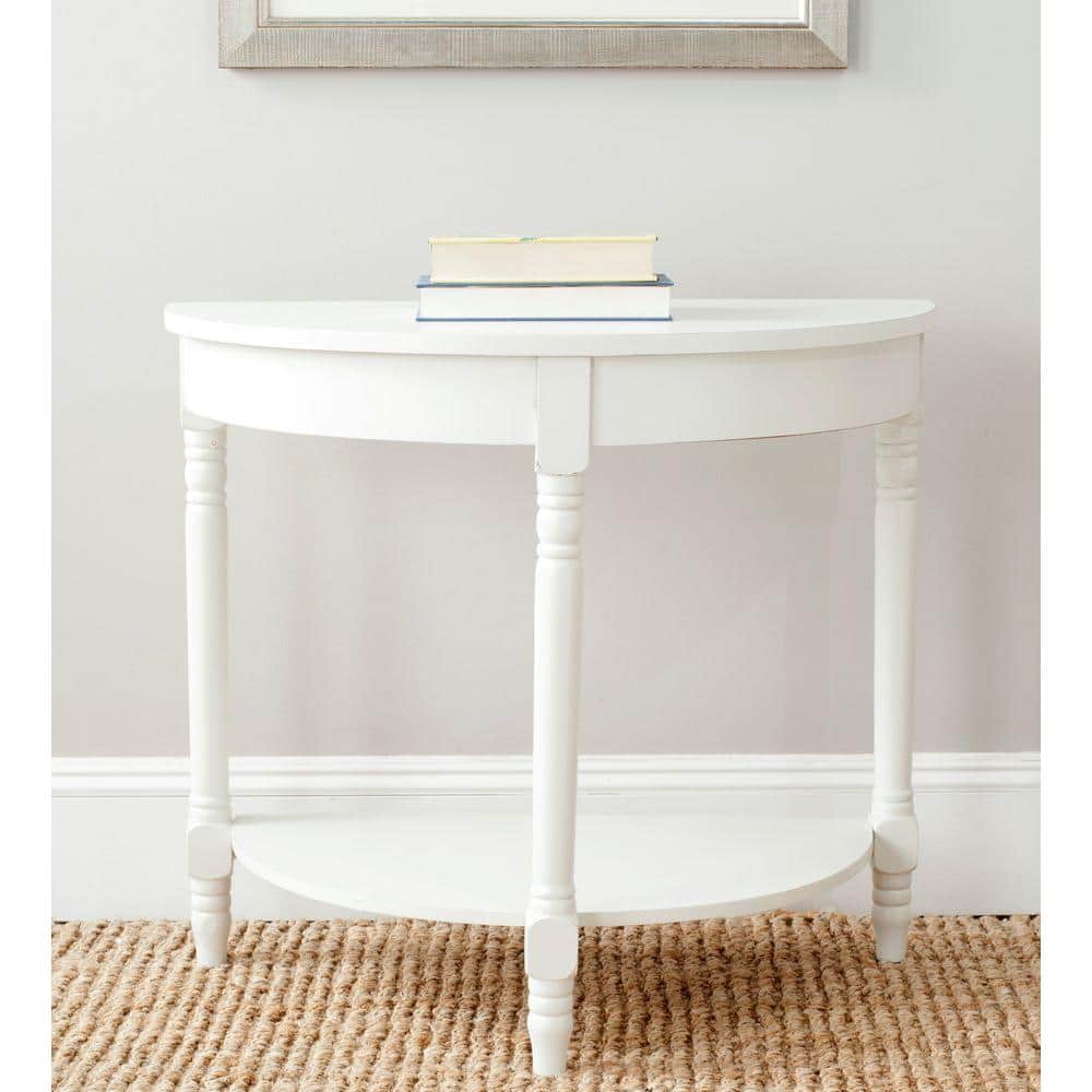 Elegant Georgian Demilune Console Table with Storage in Shady White