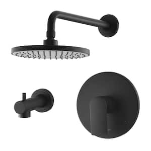 Wedge Single Handle 1-Spray Tub and Shower Faucet 1.8 GPM with Pressure Balance in. Matte Black (Valve Included)