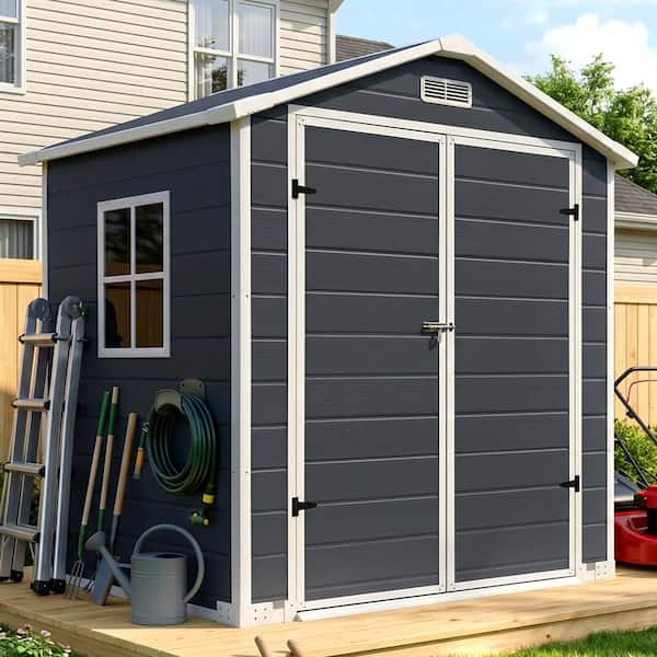 ToolCat 6x4 ft Plastic Outdoor Storage Shed with Lockable Door