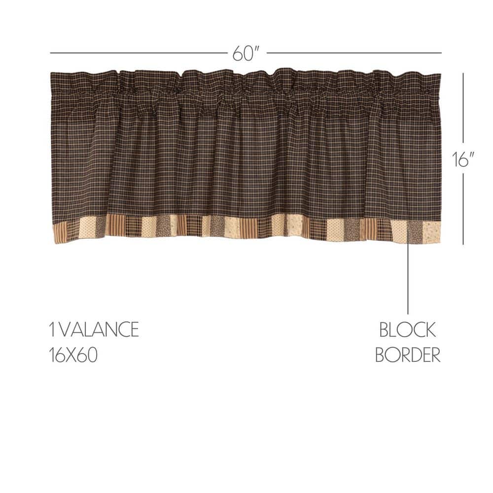 Kettle Grove Black and Khaki Cotton Rod Pocket Valance