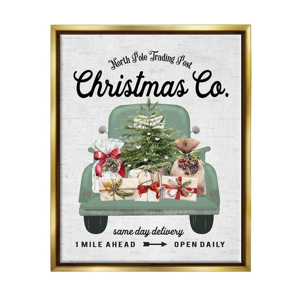 Christma Co Gift Truck by Lettered and Lined 1 Piece Floater Frame Graphic Print Travel Poster Art Print 21 in. x 17 in. price history on PriceWatchPro