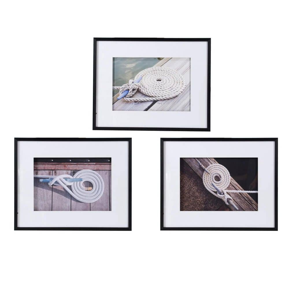 Dracelo Framed 30 in. x 24 in. Rope Wall Art with Black Frame, Wall ...
