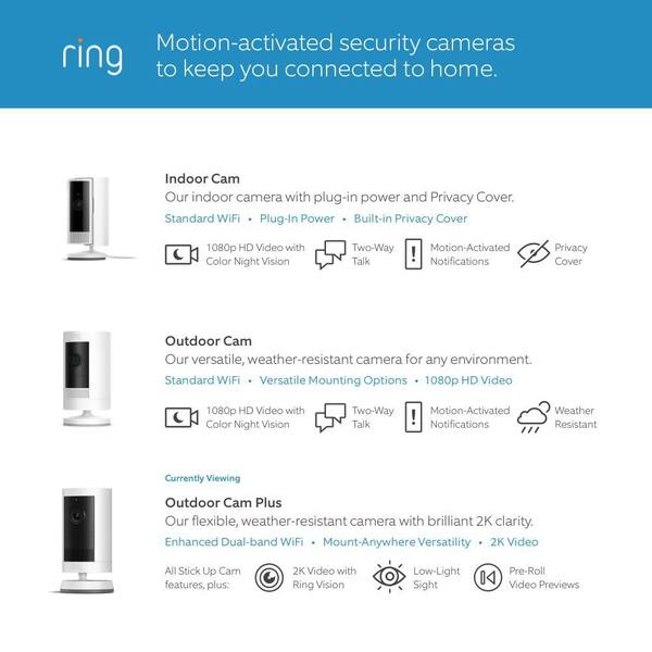 Ring Outdoor Cam Plus, Plug-In Security Camera with 2K Video, Low-Light ...