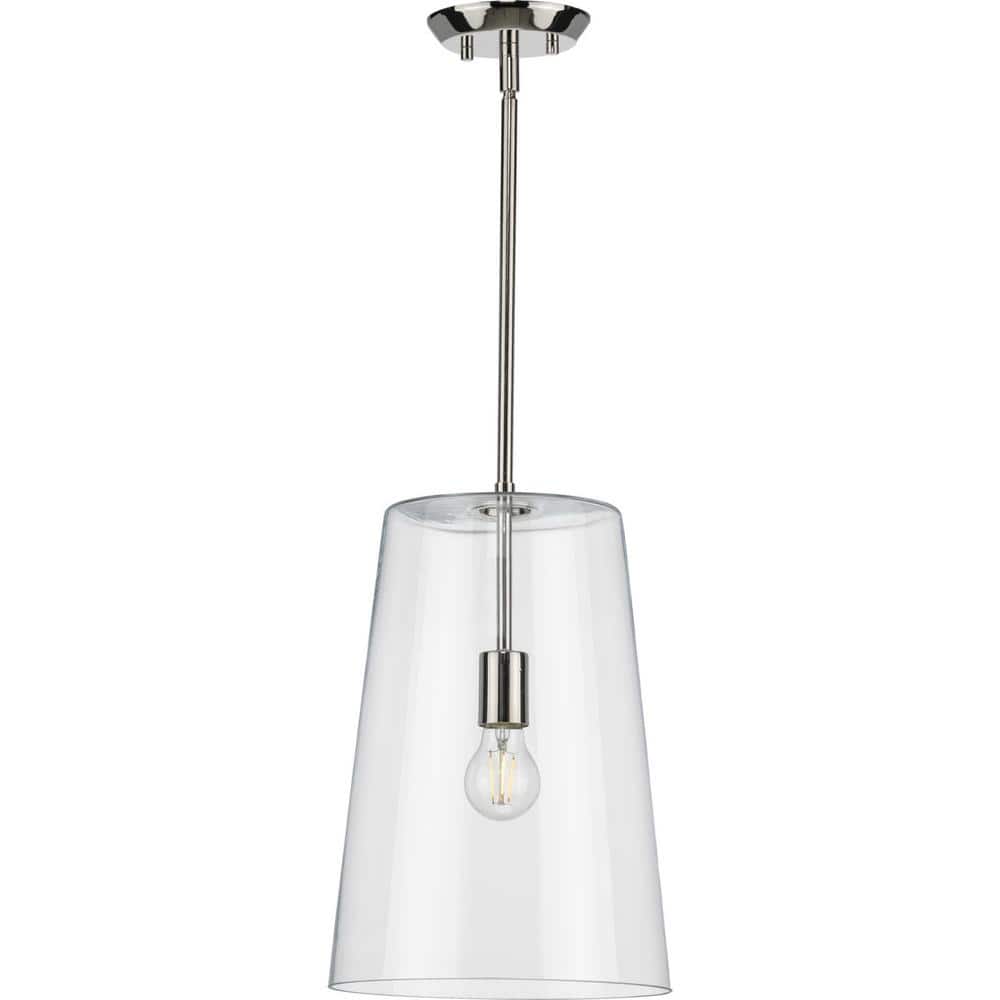 Clarion Polished Nickel 10.5" Pendant with Clear Glass Shade